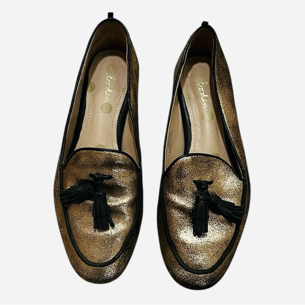 Boden 36 (5.5) Inez tassel loafers metallic gold leather